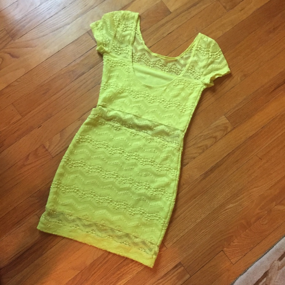 Free People Neon Yellow Lace Dress